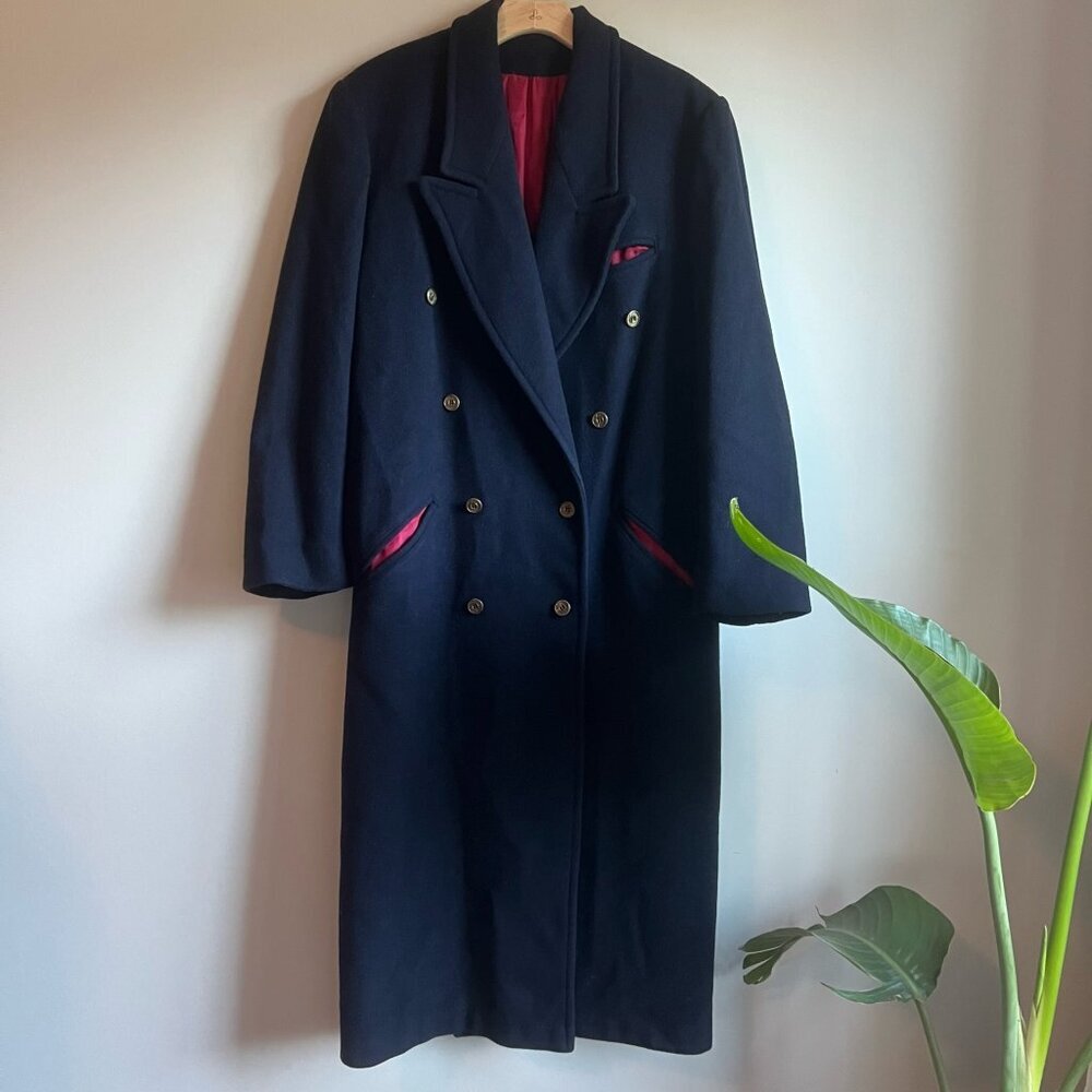 Vintage Braetan Navy Wool Dress Coat Size 2XL
